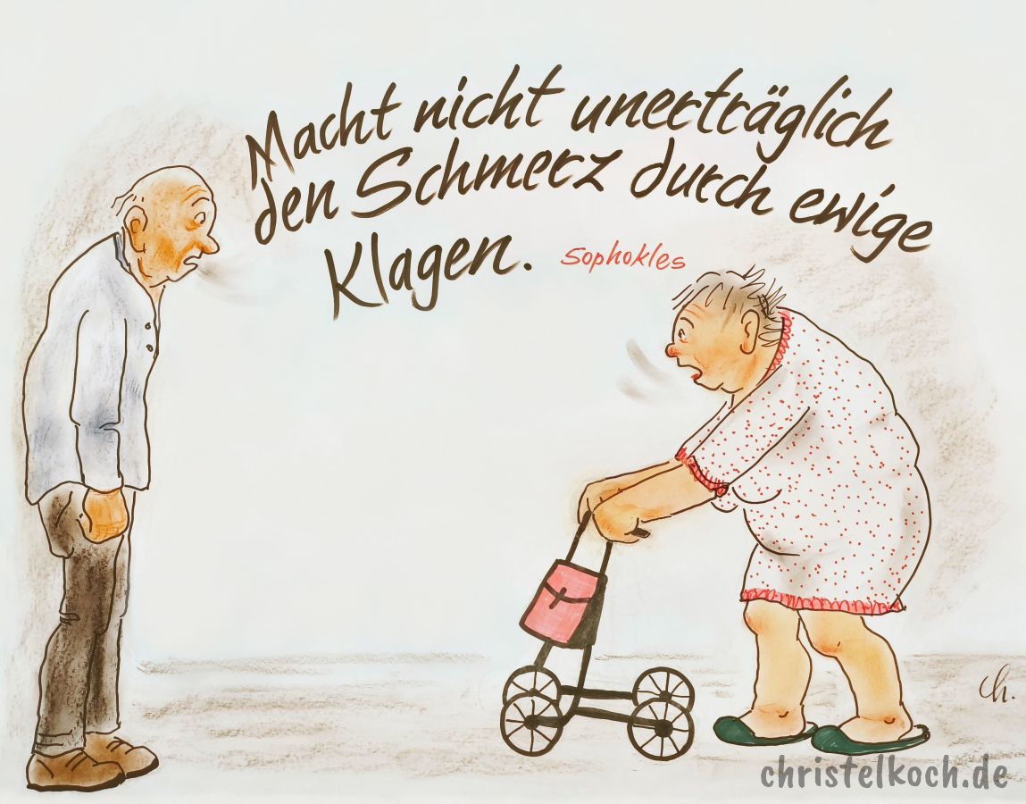 Macht nicht unerträglich den Schmerz durch ewige Klagen. - Sophokles