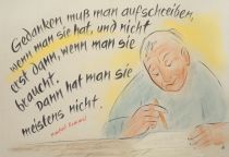 Gedanken muß man aufschreiben, wenn man sie hat, und nicht erst dann, wenn man sie braucht. Dann hat man sie meistens nicht. - Manfred Rommel