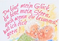 Du bist mein Glück, du bist mein Stern, auch wenn du brummst, hab ich dich gern. - Poesiealbum-Spruch