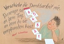 Verschiebe die Dankbarkeit nie! Bezeuge sie an dem Tag, an dem du sie empfindest. - Albert Schweitzer